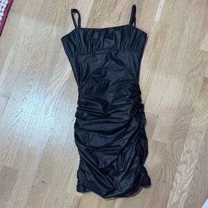 Katie J NYC Black Ruched Mini Dress